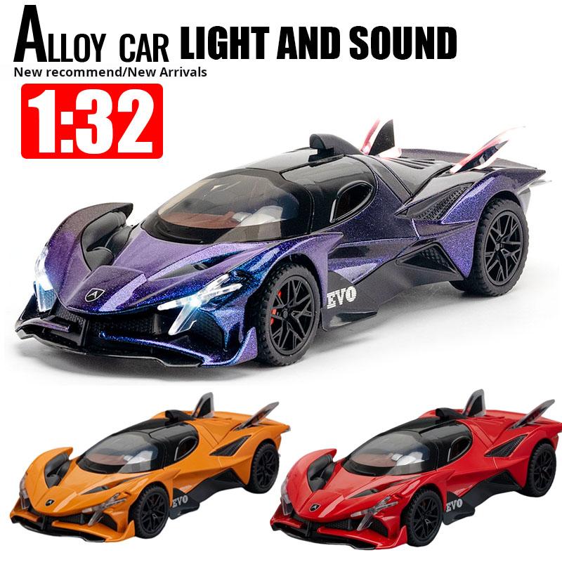 

1/32 Scale Apollo EVO Car Toy Models Alloy Diecast Sports Cars Pull Back Sound Light 2 Doors Opened Racing Vehicles Gift for Kid чёрный