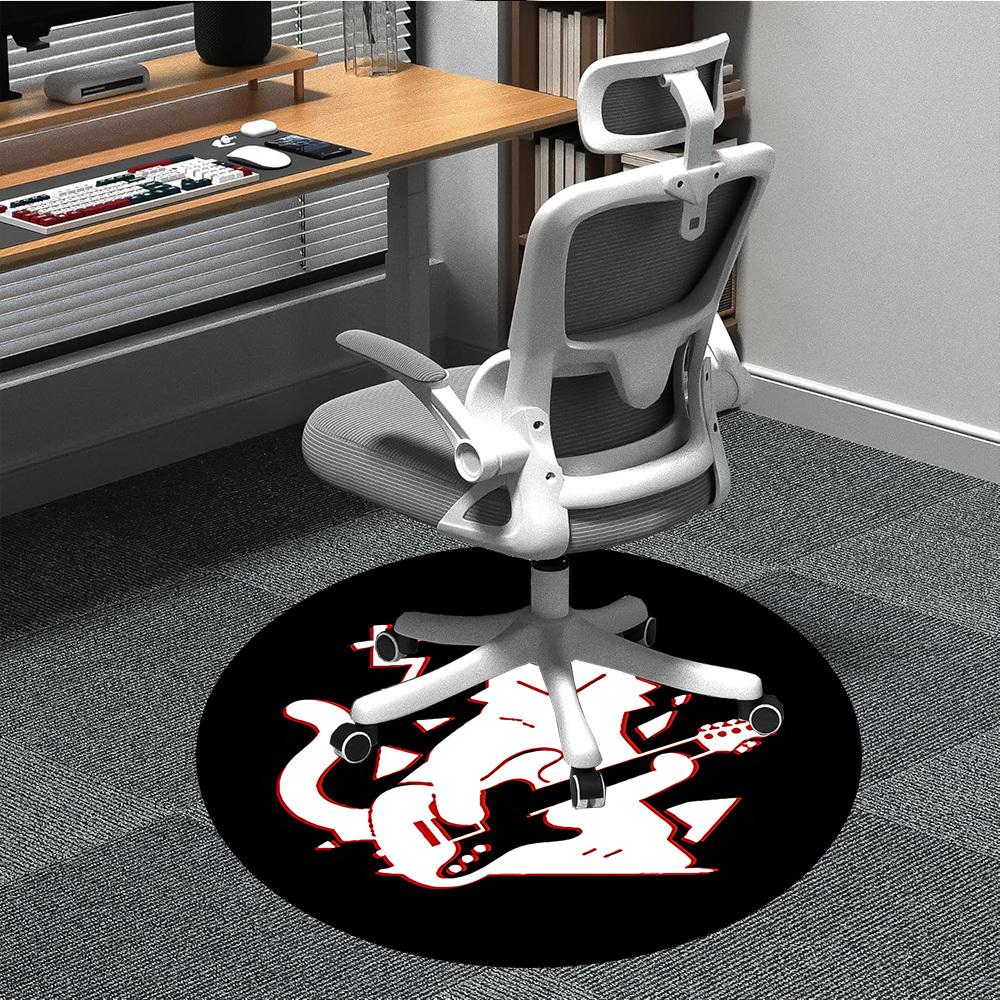 

1pc Guitar Cat Office Round Area Rug, Under Office Chairs Bedroom Living Room Home Decor, Room Deco, Available in Various Sizes L1121091 80cm by 80cm