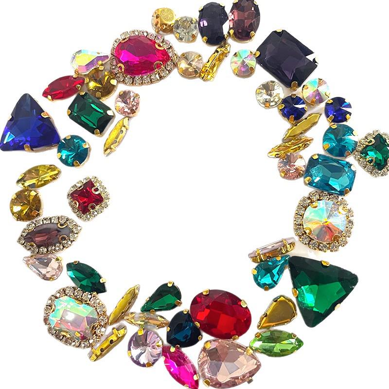 Mixed 50-Piece Crystal Claw Chain Set for DIY Wedding Dress & Headdress Accessories