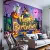 Happy Halloween Party Decoration Background Pumpkin Bat Moon Spider Web Cute Ghost Backdrop Trick or Treat Banner Holiday Decor96