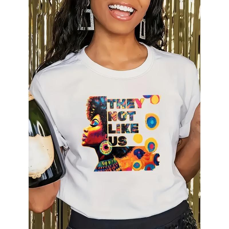 

European sizes Women Casual Short-Sleeve T-Shirt with Lettering Earring Graphic - Round Neck Blouse for Casual Attire, Medium-Stretch Fabric S белый