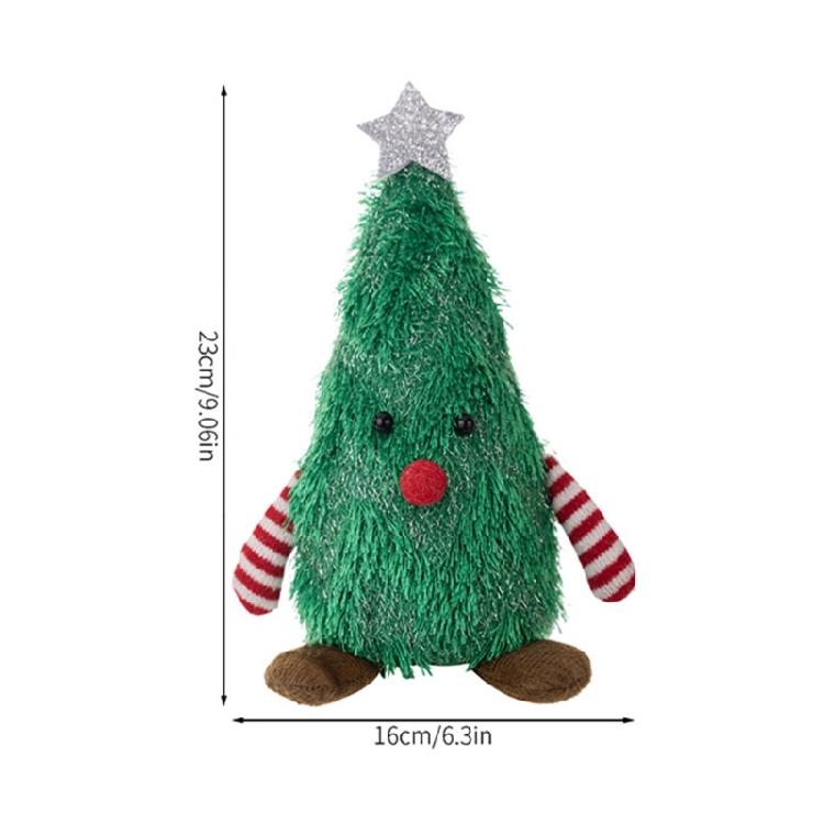 No Cord Needed Plush Christmas Tree Decors with Gentle Light Kids Room Holiday Decoration for Night Ambiances