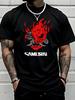 Samurai Hannya Mask TShirt Unisex Cyberpunk Flame Print Japanese Streetwear Casual Tee