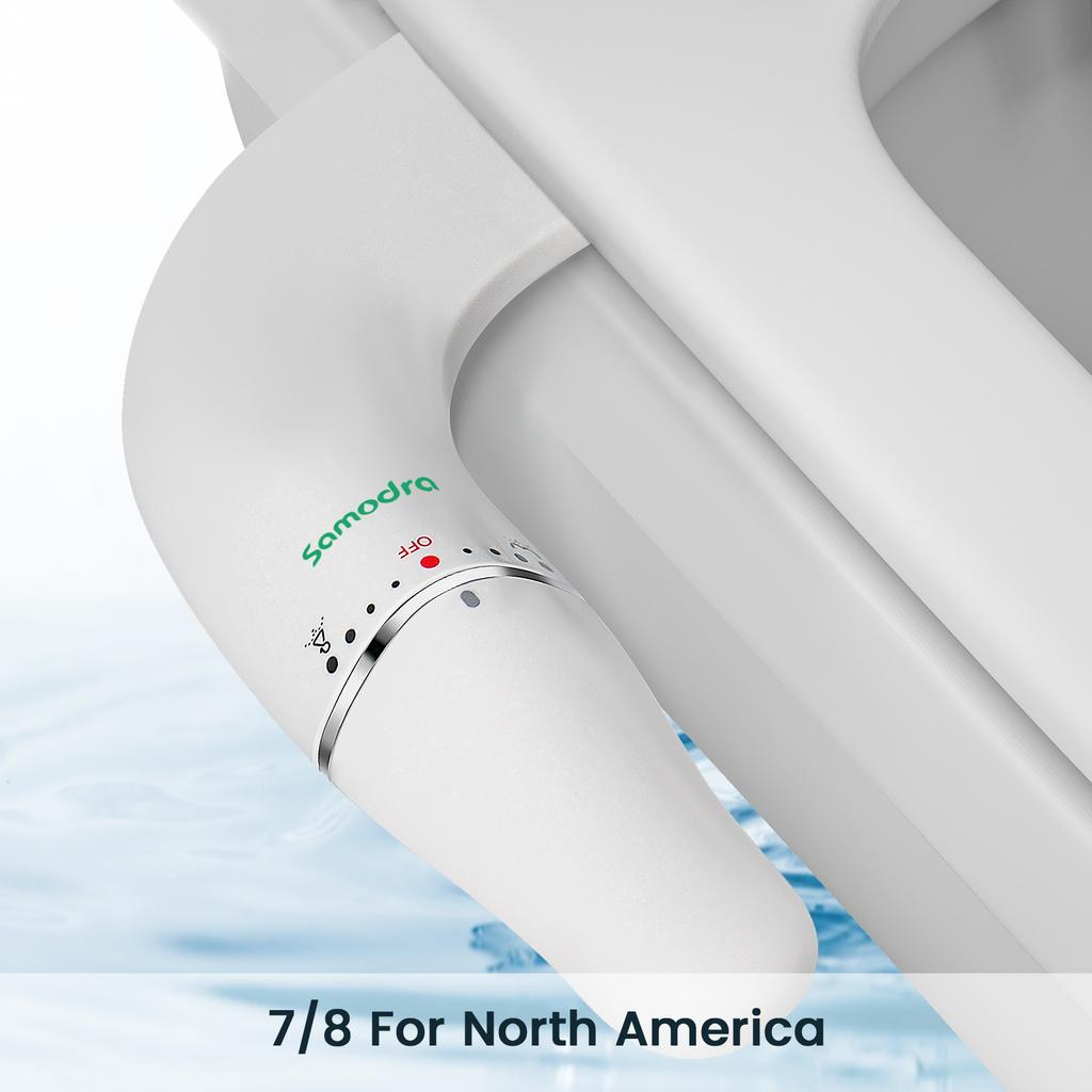 SAMODRA Ultra Slim Bidet Attachment for Toilet Seat - Dual Nozzle, Adjustable Water Pressure, Non-Electric Ass Sprayer