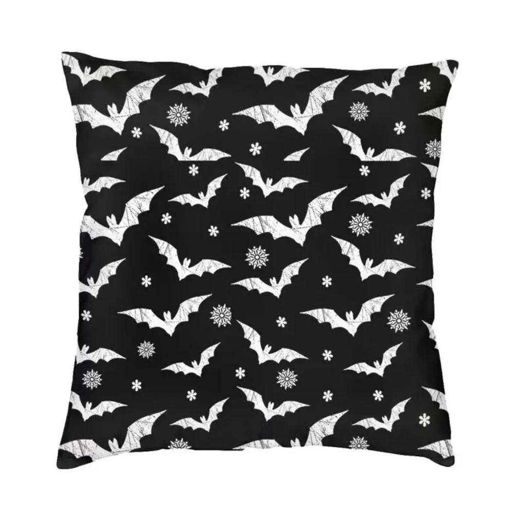 Pastel Goth Pink Black Bats Nordic Throw Pillow Cover Home Decorative Halloween Witch Chair Cushion 45x45cm Pillowcases