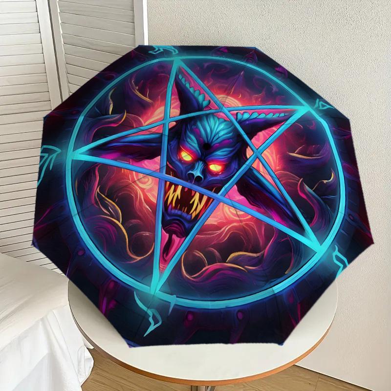 1pc Devilish Pentagram Symbol Umbrella with Plastic Handle,Suitable for All Seasons Home Travel Outdoor UmbrellaDD1291