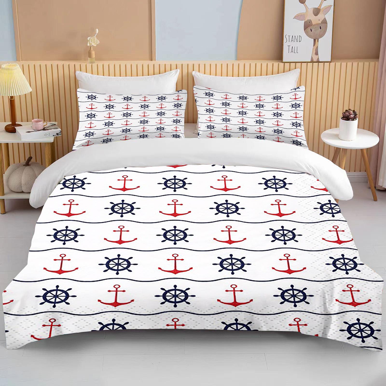 

Marine Anchor Duvet Cover Set Ultra Soft Bedding for Kids Teens Boys Bedroom 10 Sizes EU single(135x200cm)