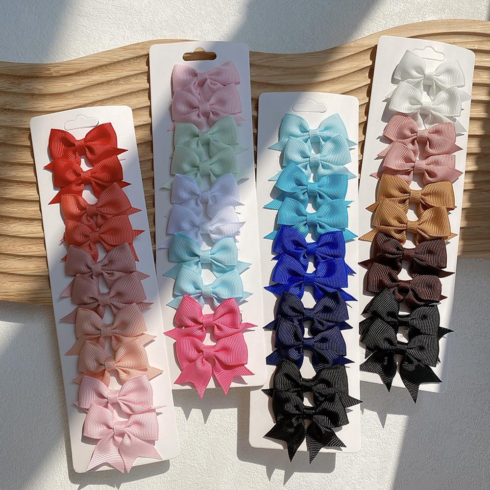 

10Pcs/Set Solid Color Kids Bows Hair Clips for Baby Girls Handmade Ribbon Bowknot Hairpin MiNi Barrettes Hair Accessories