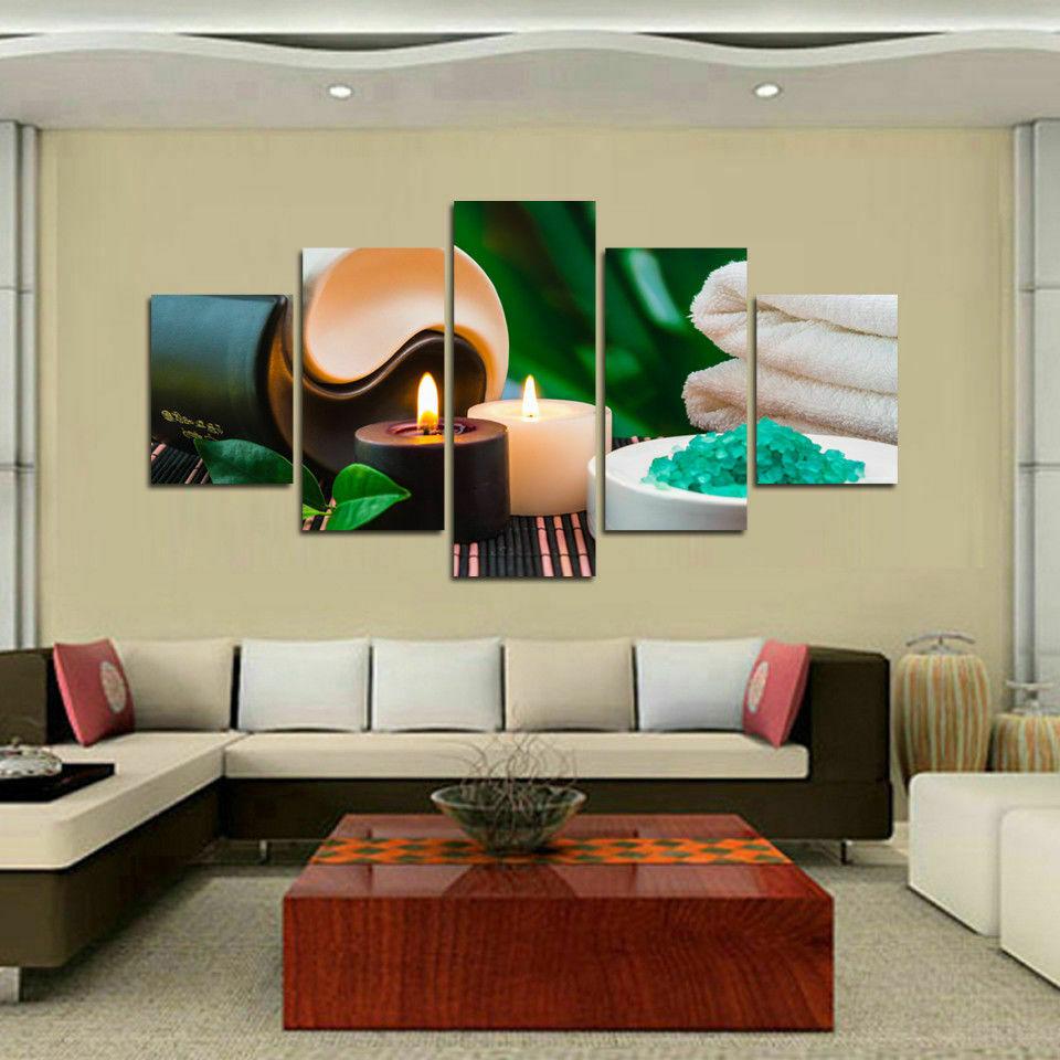

No Framed Canvas 5Pcs Yin Yang Spa Candle Beauty Salon Wall Art Posters Pictures Paintings Home Decor Living Room Decoration 20x35 20x45 20x55cm