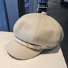 New solid color woolen octagonal hat children autumn and winter British retro fashion newsboy hat literary style cap