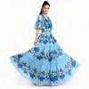 Short sleeve Plus size pleated vintage floral new in dresses for women casual maxi long summer dress