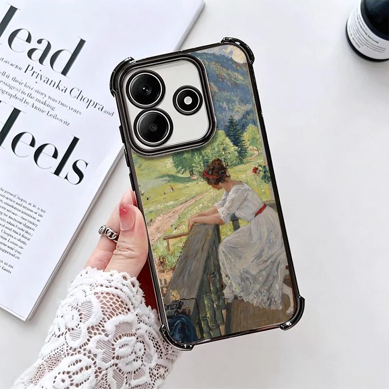 Claude Monet Oil Painting Plating Phone Case For Xiaomi Redmi Note 14 15 Pro Plus 13 12 11 11S 11T 10 9S 9 5G Anti-Fall Airabag
