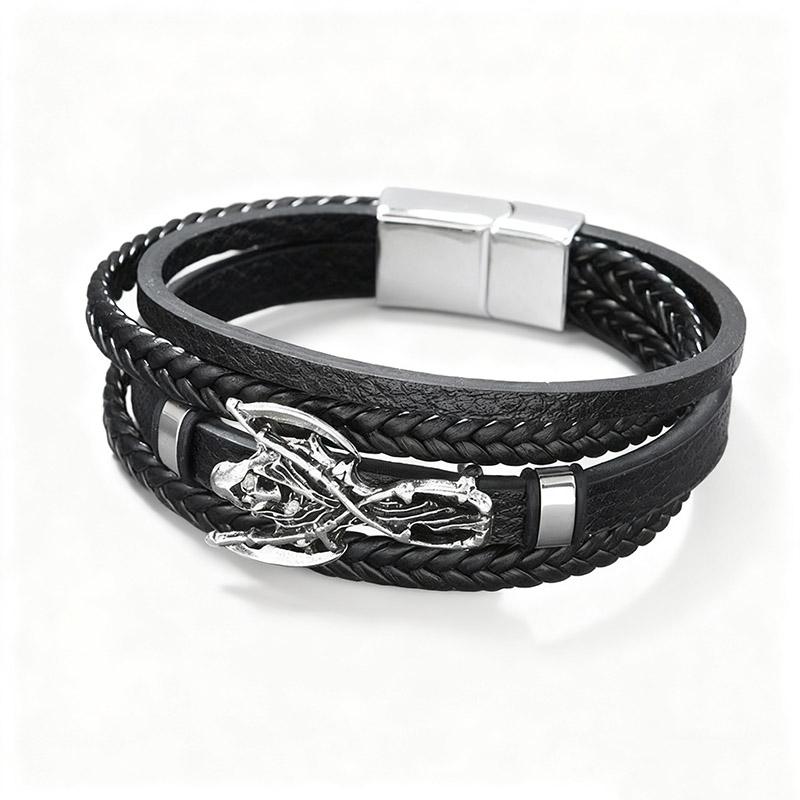 

Чоловічий Ретро Панк Браслет Череп Сокира Плетений Шкіряний Браслет Застібка Чорний/Коричневий Готичний Рок Байкер для Щоденного Вечірки Подарунок 21cm чорний