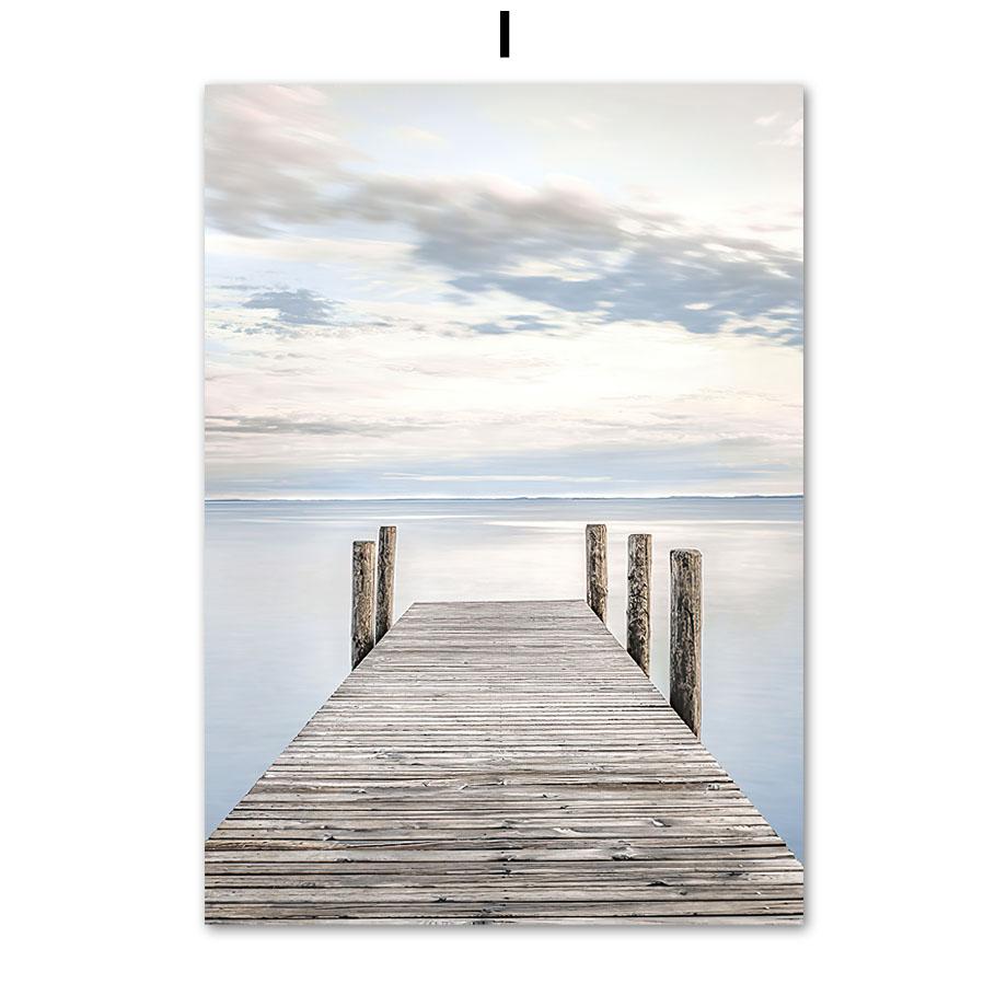 Summer Sea Ocean Beach Landscape Nature Wall Art Canvas - Modern Simple Nordic Style Bedroom Poster Print