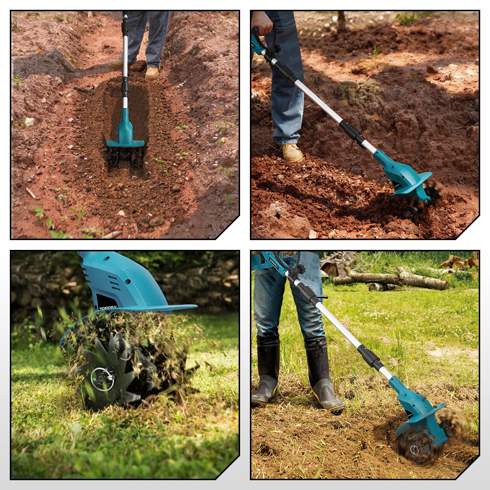 Yofidra 1200W Electric Scarifier Electric Garden Tiller Garden Cultivator Rototiller Lawn Mower Tool For Makita 21V Battery Pin