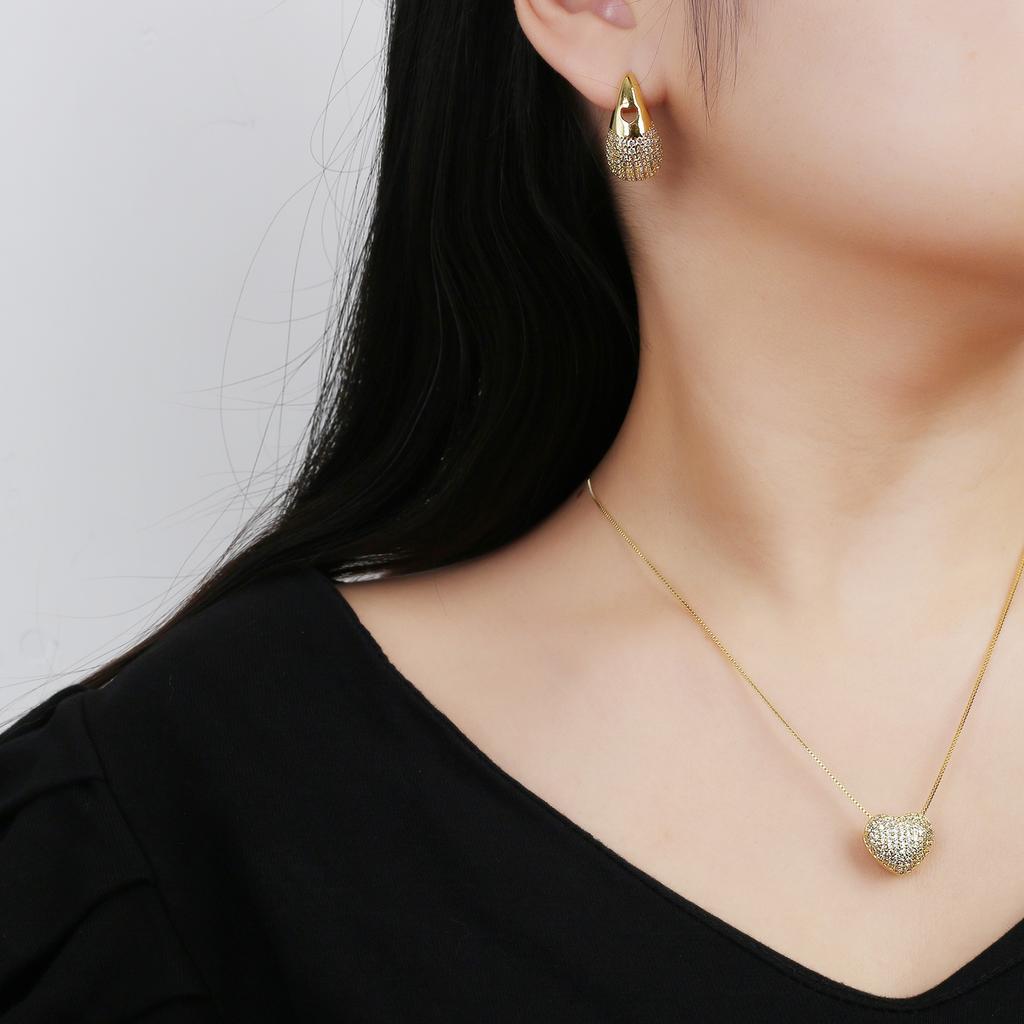 High Quality Gold Plated Sunflower Comma Necklace Earrings Jewelry Set Hip Hop for Women Girls Party Jewelry Accessories Gift