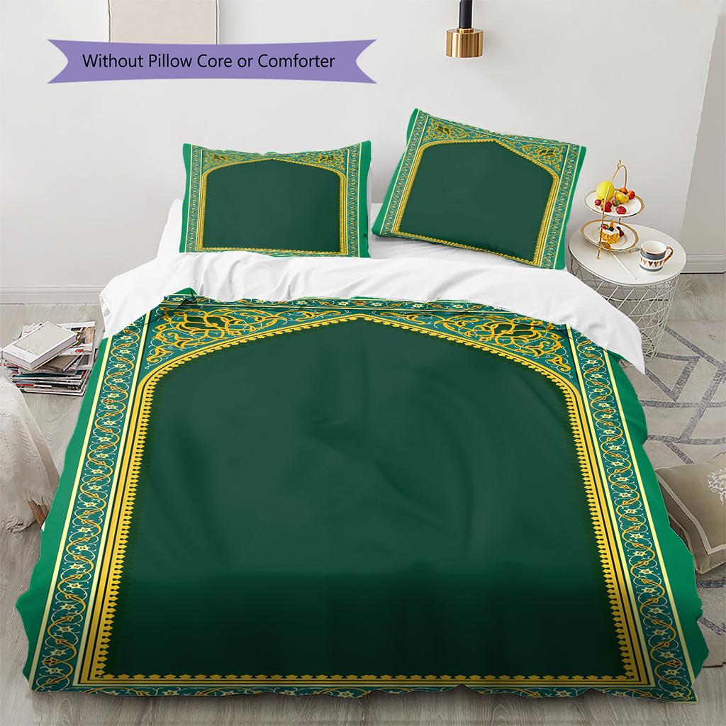 Muslimisches Muster Bettwäsche, Bettdecken-Set Bettdeckenbezug Kissenbezug Zuhause Geburtstagsgeschenk (1 Bettbezug + 2 Kissenbezüge, ohne Füllung)