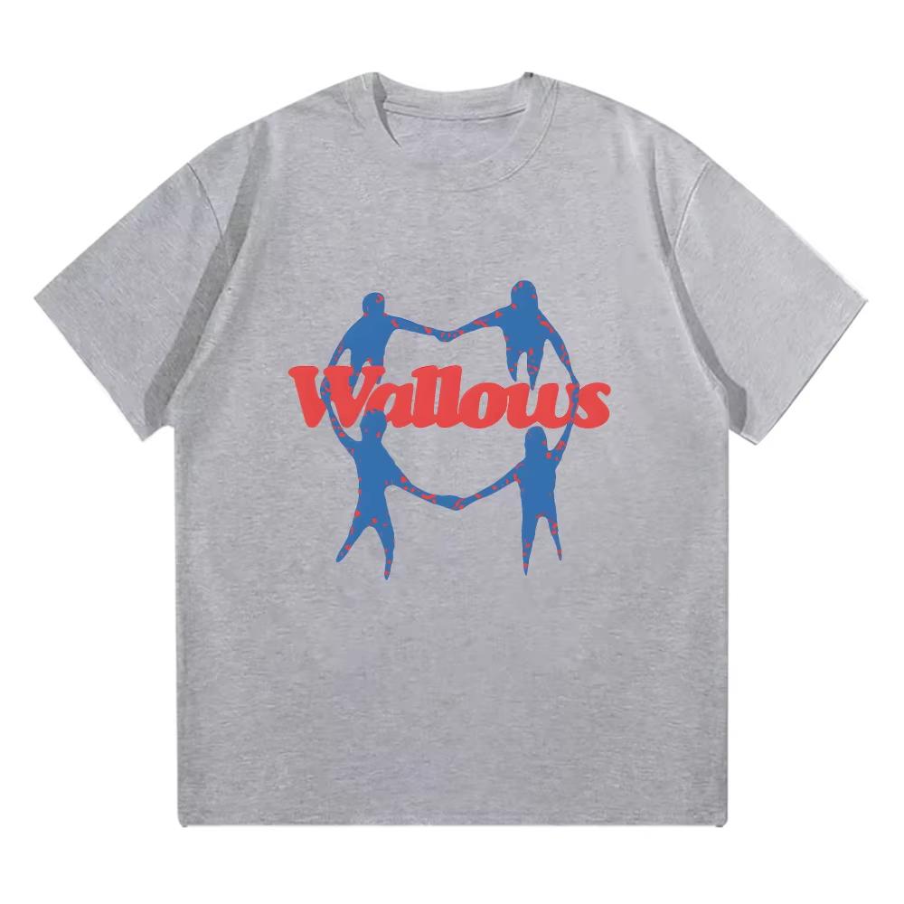 Wallows Heart Chain Rock Band Short Sleeve Print Unisex Cotton High Quality Comfortable T Shirt Autumn and Winter Innerwear