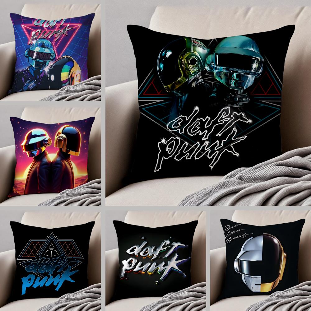 DDaft PPunk Band Cushion Cover Throw Pillow Cover Hidden Button Durable Polyester Chair Cushion