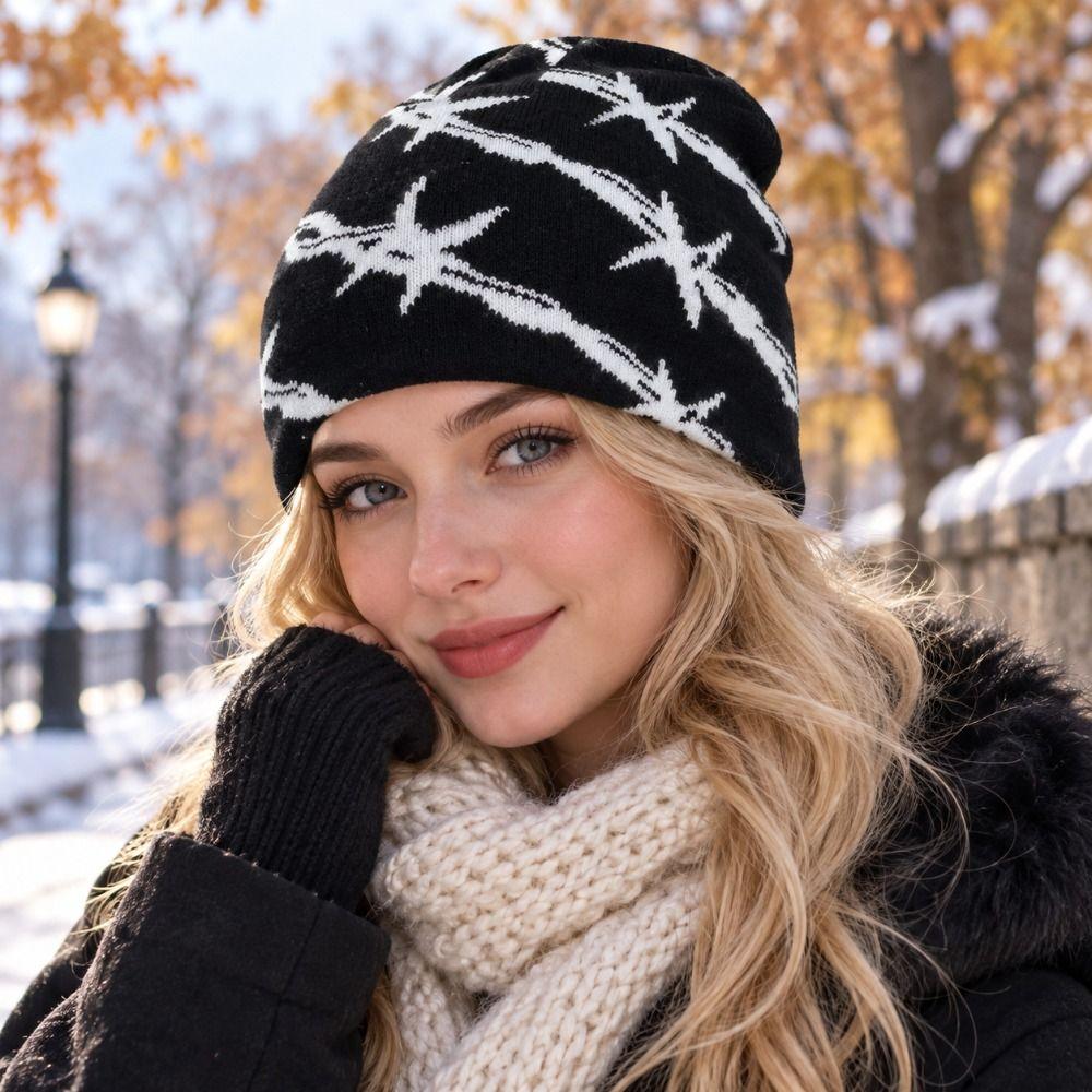 Thickened Double Layer Knit Beanie Warm Knitted Hat Streetwear Winter Skull Cap Outdoor
