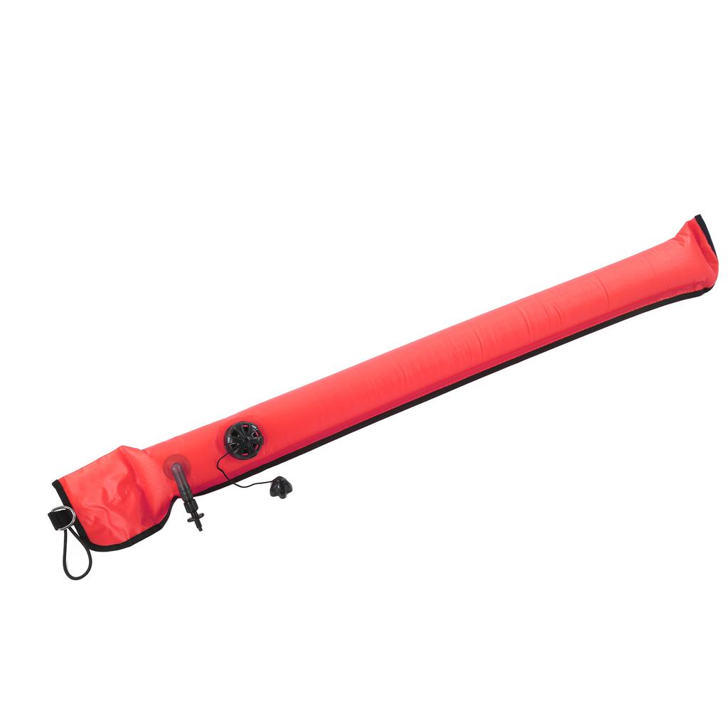 Diving Surface Marker Buoy Diver Inflatable Safety Signal Tube with Vent Valve 1.15mx13cmOrange Red