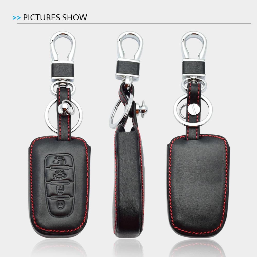 Leather Car Key Cover Bag Remote Fobs Case For Hyundai Veloster Sonata Solaris Elantra Ix35 I30 Kia Soul Sportage Sorento Forte
