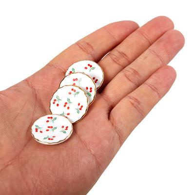 4 Pièces Plateaux Cerises de Cuisine Assiettes Vaisselle Accessoires Miniature Maison de Poupée