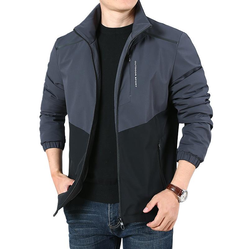 Autumn New Outdoor Fleece Windproof and Warm Casual Elastic Men's Stand-up Neck Jacket