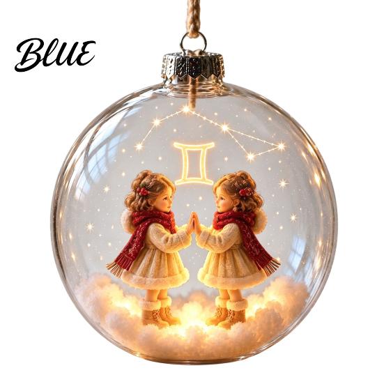 Acryl-Ornamente für Wandleuchte Leuchtendes Sternzeichen Weihnachtsornament Leuchtendes Schild Kugel mit Warm-LED Feiertagspartyzubehör 3D Klar Hängender Anhänger