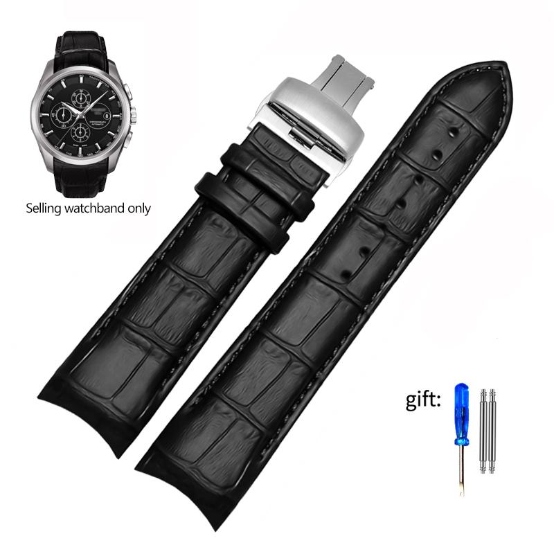 Echt Lederen Horlogeband met Gebogen Einden Voor Tissot Horlogeband 1853 COUTURIER T035627A T035407A T035439 Herenband 22mm 23mm 24mm