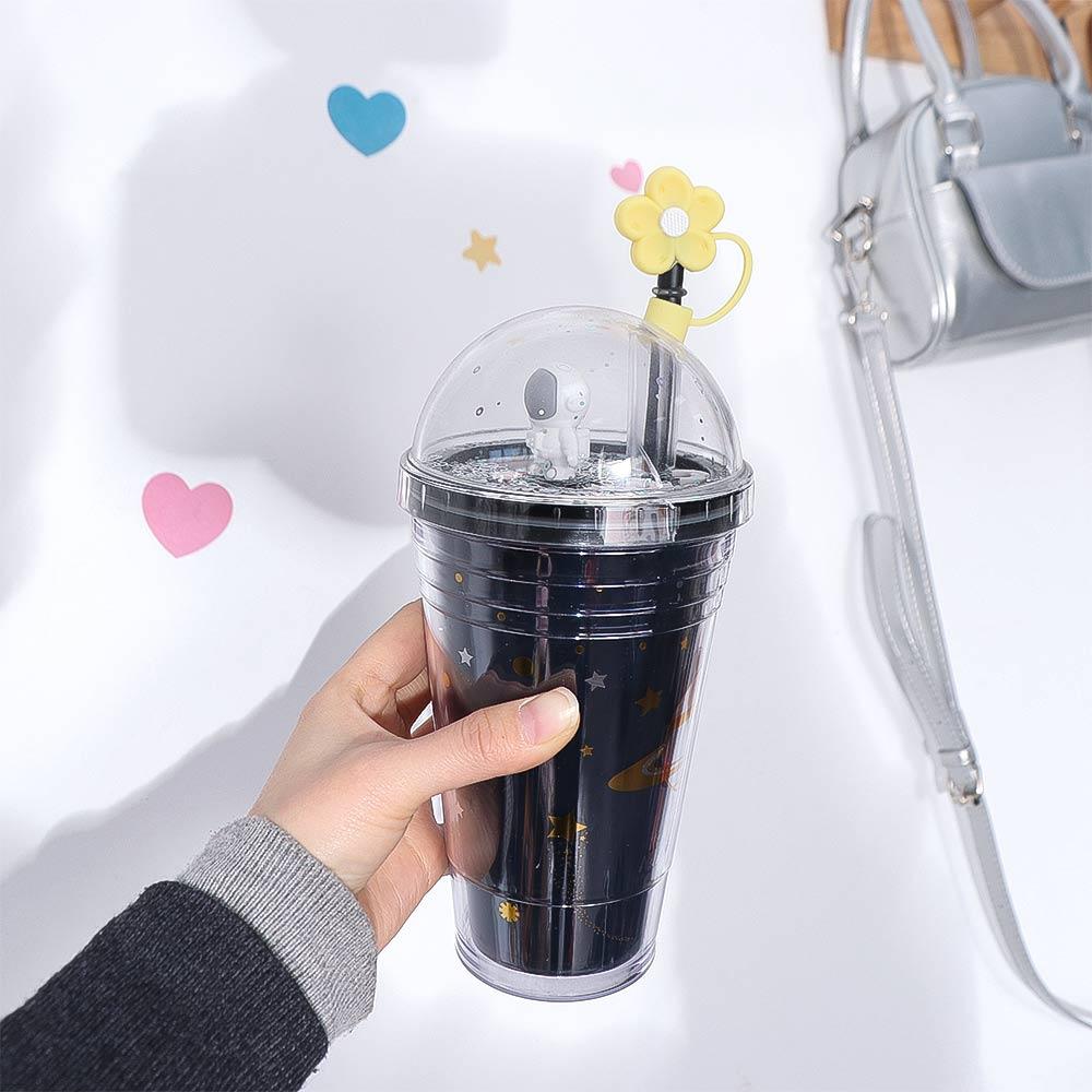 Soft Silicone Straw Covers Dust-Proof Flower Straw Toppers Creative Drinking Dust Cap  for Tumblers