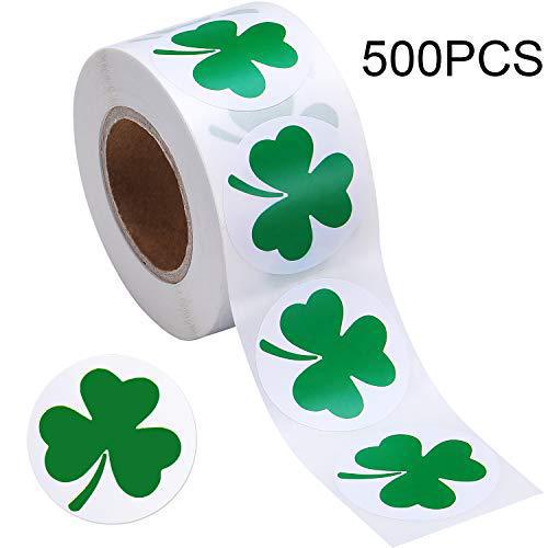 500pcs St. Patrick s Day Stickers Shamrock Roll Stickers 1 Inch Adhesive Label for Craft Green Shamrock Stickers 1 inch