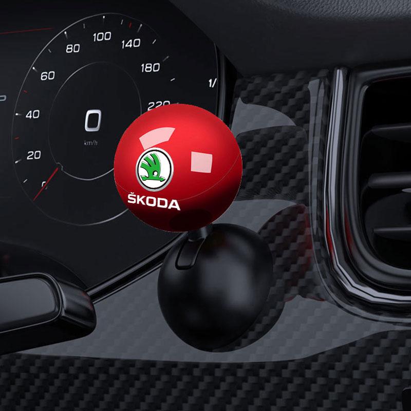 1Pcs Car Logo Push Start Button Lever Creative Protective Cover For Skoda Octavia Superb Rapid Kodiaq Karoq Fabia Kamiq Roomster Citigo