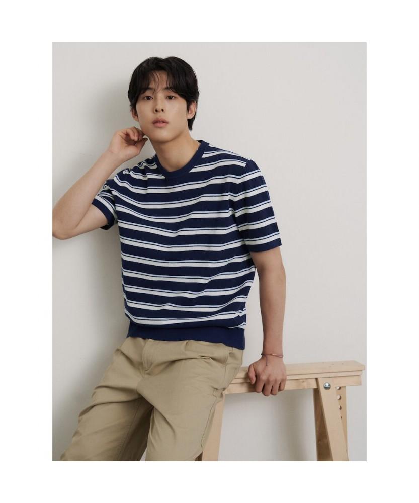 Binpolmen Striped Round Knit Navy