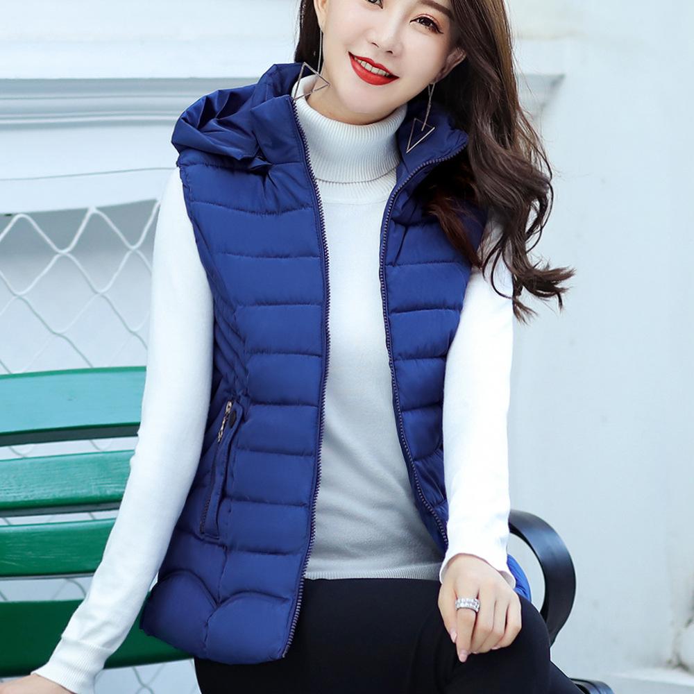 Ärmellose Baumwollgepolsterte Jacke Weste Damen Kurz Kapuzenweste Baumwollweste Lockerer Westenmantel für Herbst und Winter