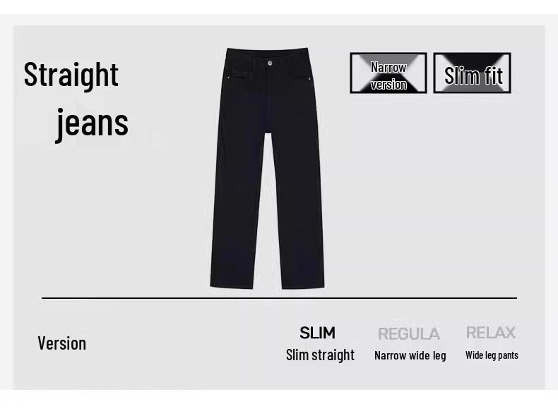 Women's High Waist Slimming Black Cigarette Jeans - Slim Fit Straight Leg Pants for Petite, Perfect for Spring and Autumn 2025