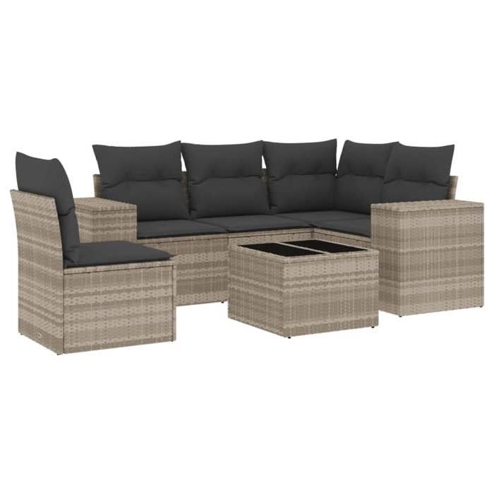 VidaXL Garden Lounge Set with Cushions 6 Pcs, Patio Sofas, Patio Furniture Set, Outdoor Furniture, Grey 3254919