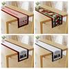 Festive Christmas Table Runner with Holiday Print Linen Table Cover for Home Decor