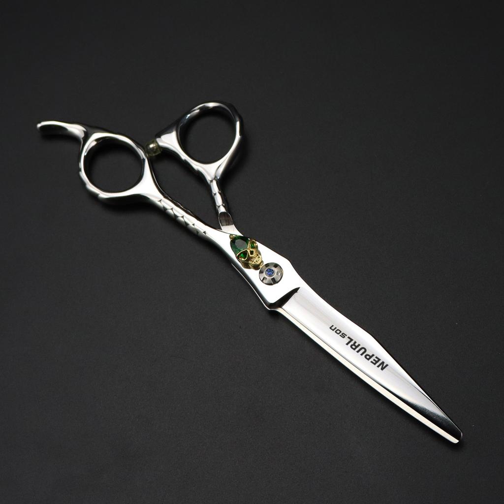 6.0 Inch Nimpson Skull Handle Personality, Hair Scissors, Barber Scissors, Flat Scissors, Tooth Scissors