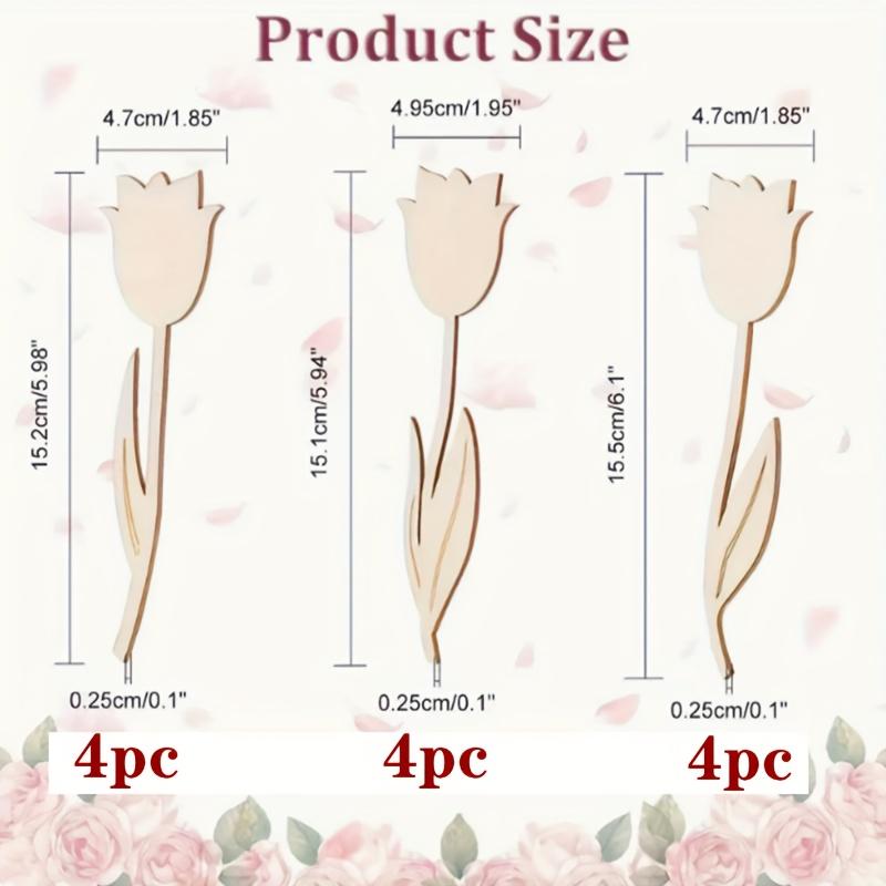 12pcs Assorted Wooden Rose-Shaped Chips Wooden Hanging Ornaments and Decorations for Festivals, Weddings, Birthday Decorations