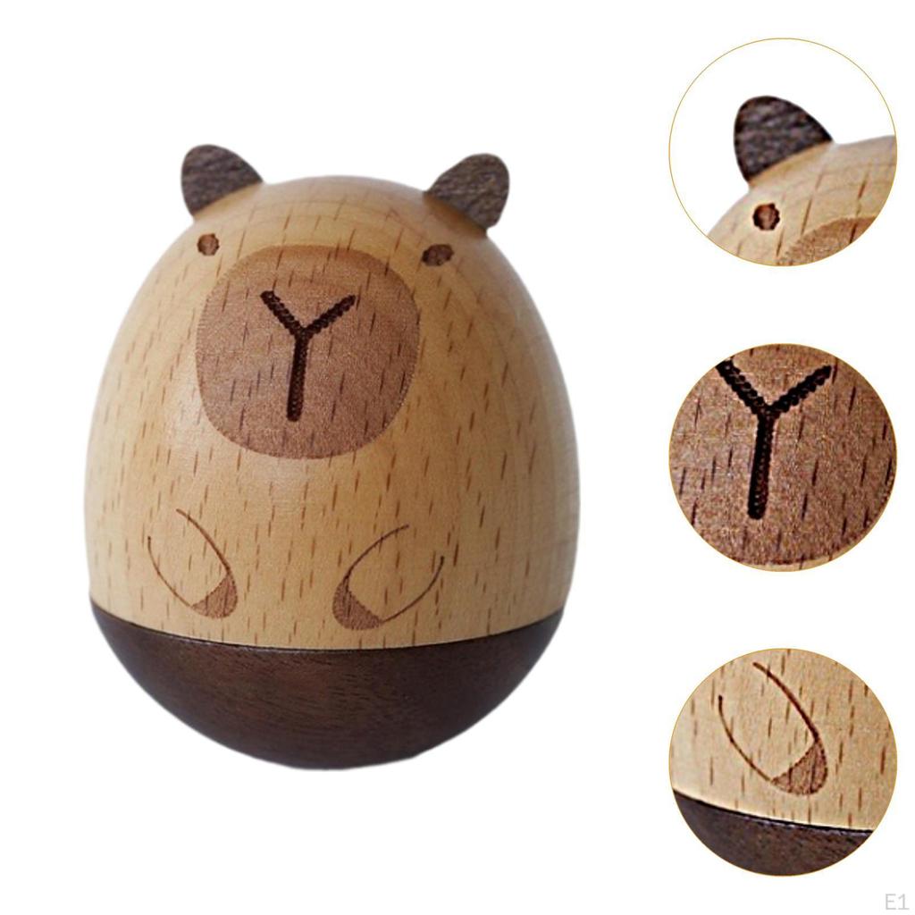 Tumbler Capybara Toy,Wood,Sturdy,Creative, Party Favors,Cute,Wobble Toy Cartoon for Table Home