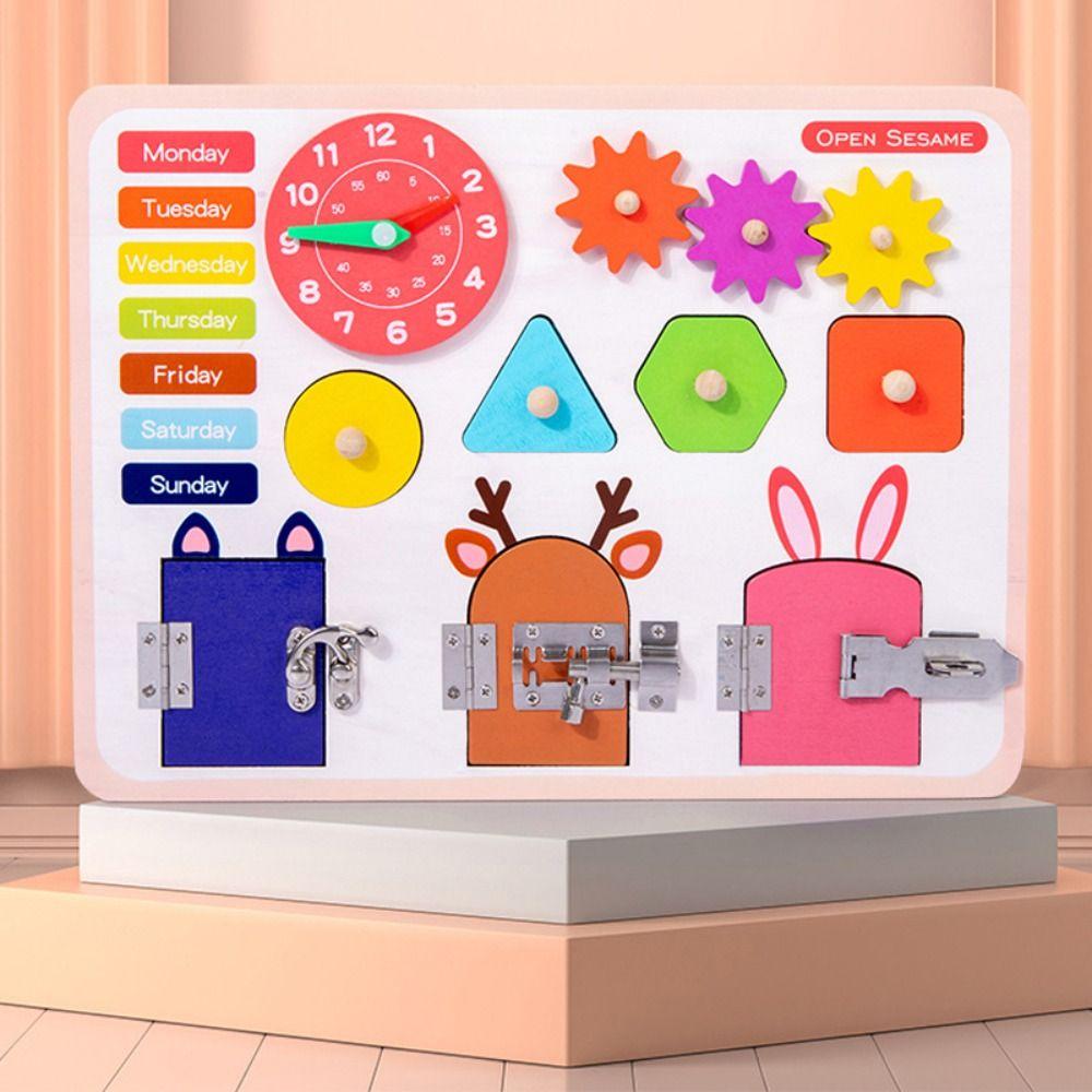 Early Education Unlock Busy Board Toys Wooden Montessori Unlock Game  Fine Motor Training