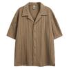 New Summer Breathable Hollow Out Short Sleeve Shirt Men's Loose Casual Retro Top
