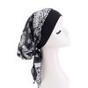 Elastic Printed Headscarf Pre-Tied Muslim Female Turban Chemotherapy Cap Hair Loss Cover Stretchy Head Wrap Bandana for Women