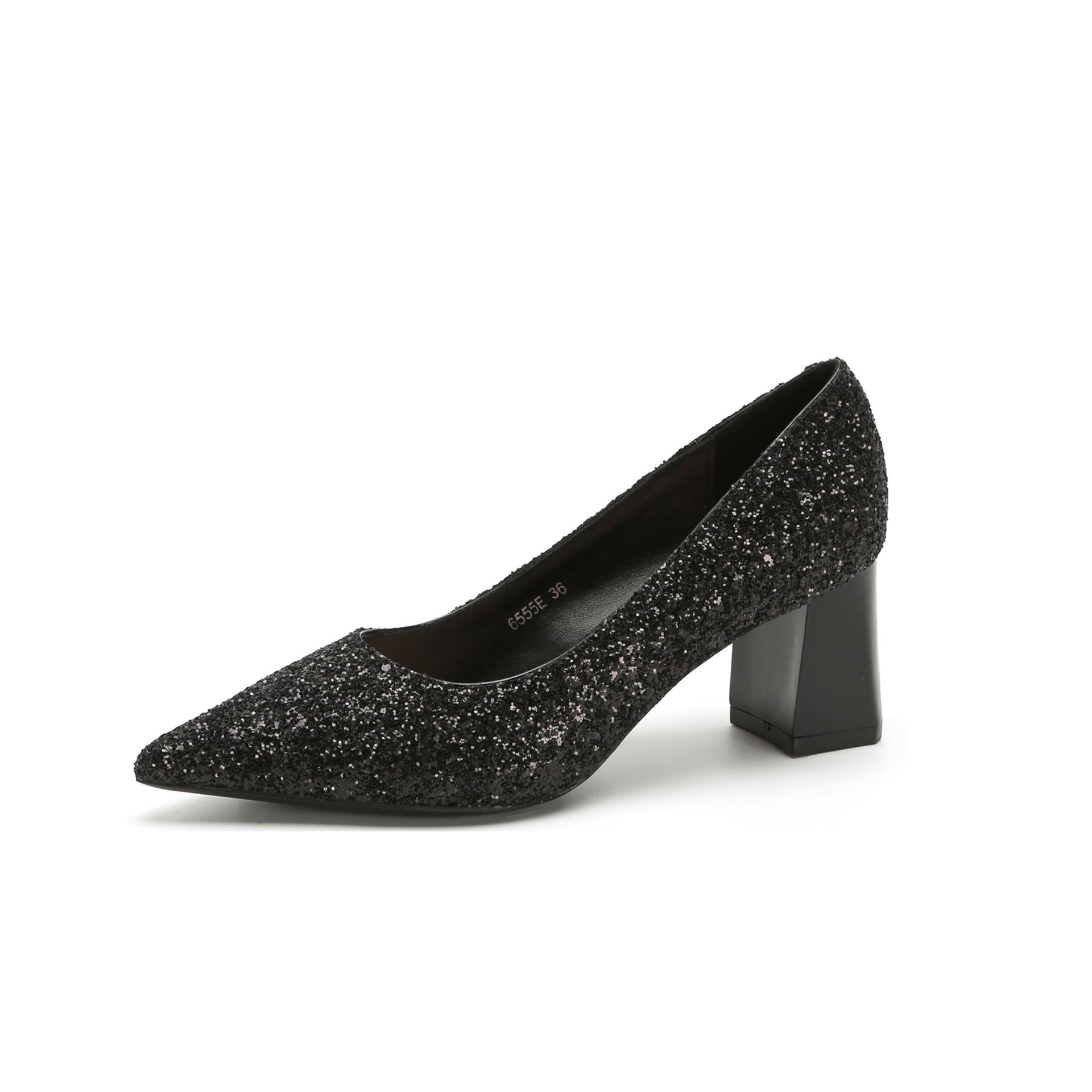 

E Стразы пайетки темперамент банкетные свадебные туфли туфли для подружек невесты толстый каблук заостренный высокий каблук 40