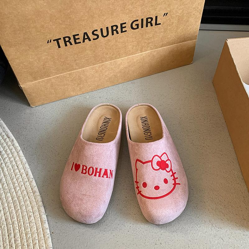 

Flat bottom cute non-slip women s outer wear 2025 new soft bottom bag head slippers comfortable retro versatile cartoon animation 35