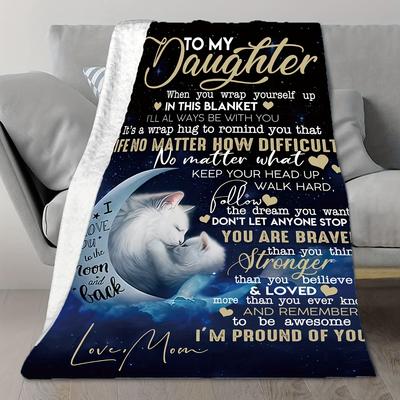To My Daughter Flannel Blanket - Heartwarming Letter Design, All-Season Soft Digital Print, Perfect Gift for Girls