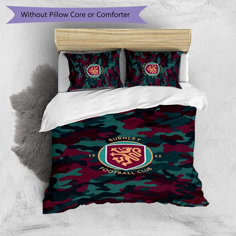 Set Lenzuola Stampato Burnley Football 3 Pezzi, Comodo Set Copripiumino per Camera da Letto Amico della Pelle