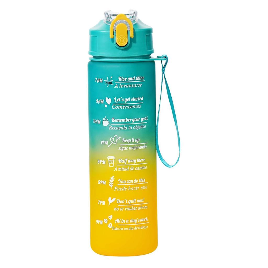 Gradient Color 800ml Sports Water Bottle with Pop-up Lid and Straw