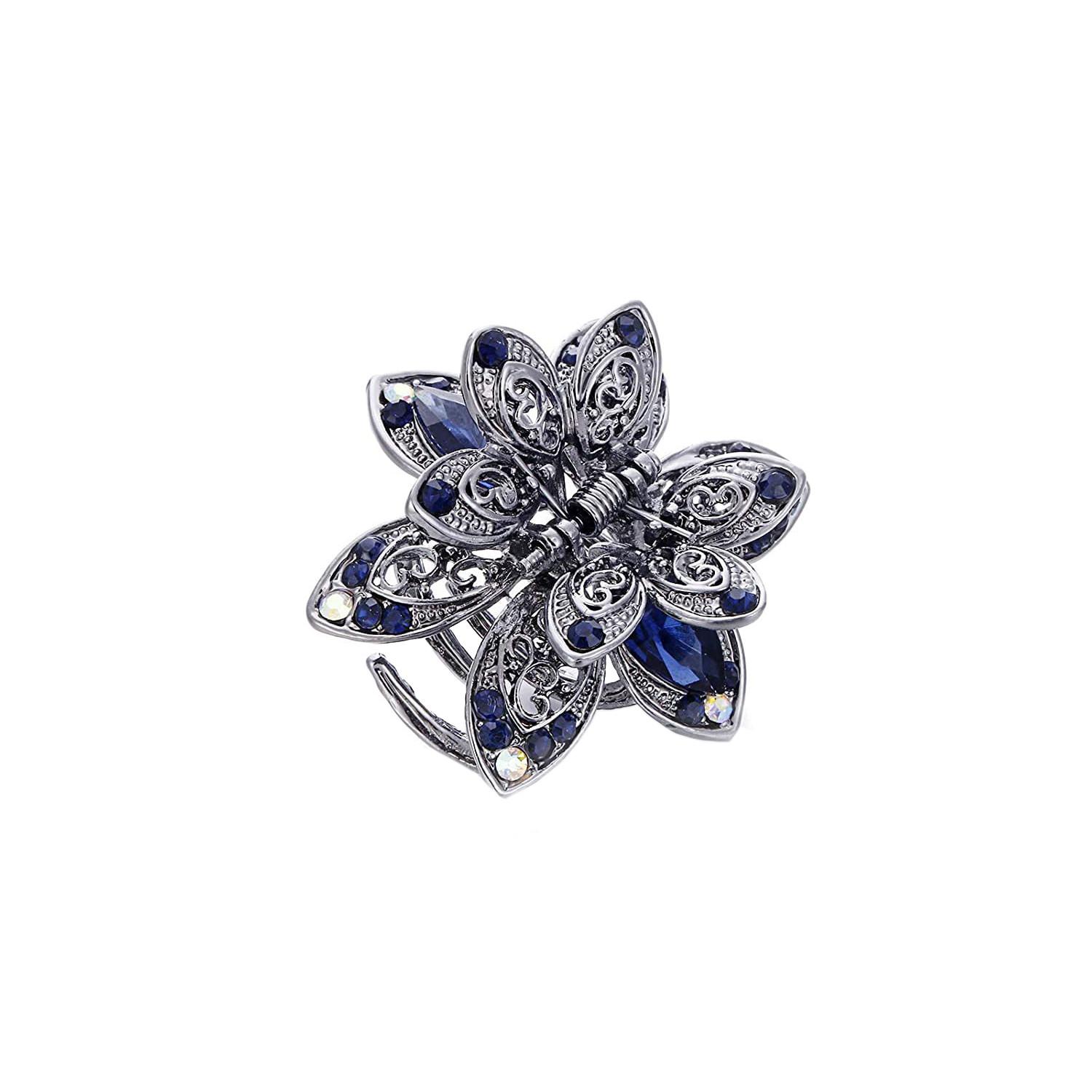 

Metal Crystal Hair Claws, Non- Flower Barrette, Vintage Metal Rhinestone Hair Clip Accessories For Women Girls, One Size